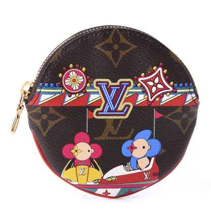 Louis Vuitton Monogram 2020 Christmas Animation Bumper Cars Round Coin Purse Coquelicot 1 of 8