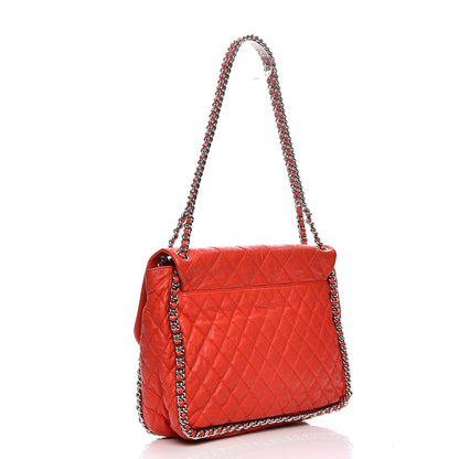 Chanel Washed Lambskin Quilted Maxi Chain Around Flap Red 3 of 11
