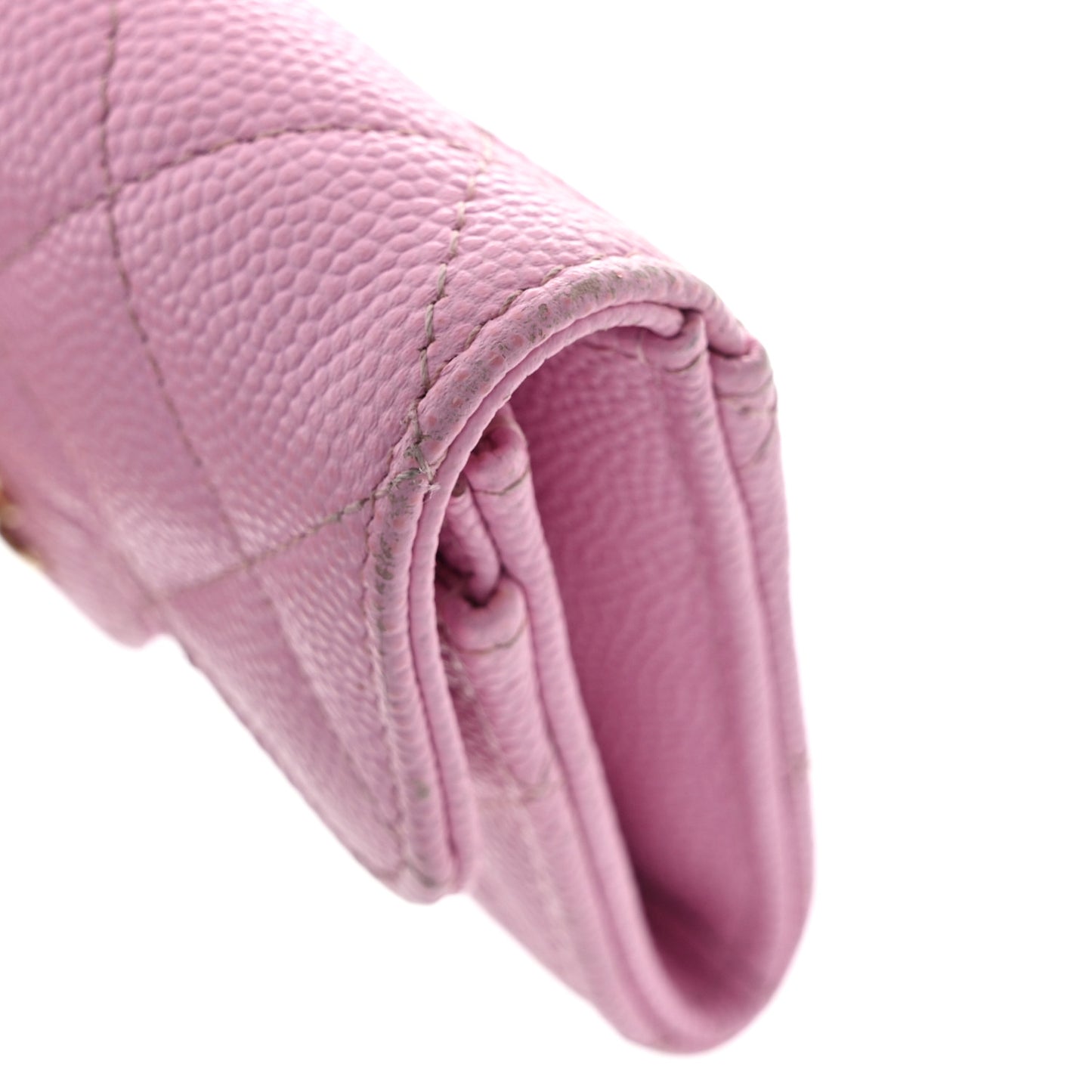 Caviar Quilted Flap Card Holder Wallet Light Pink