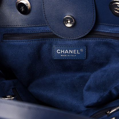 Chanel Caviar Small Studded Deauville Tote Navy 6 of 8
