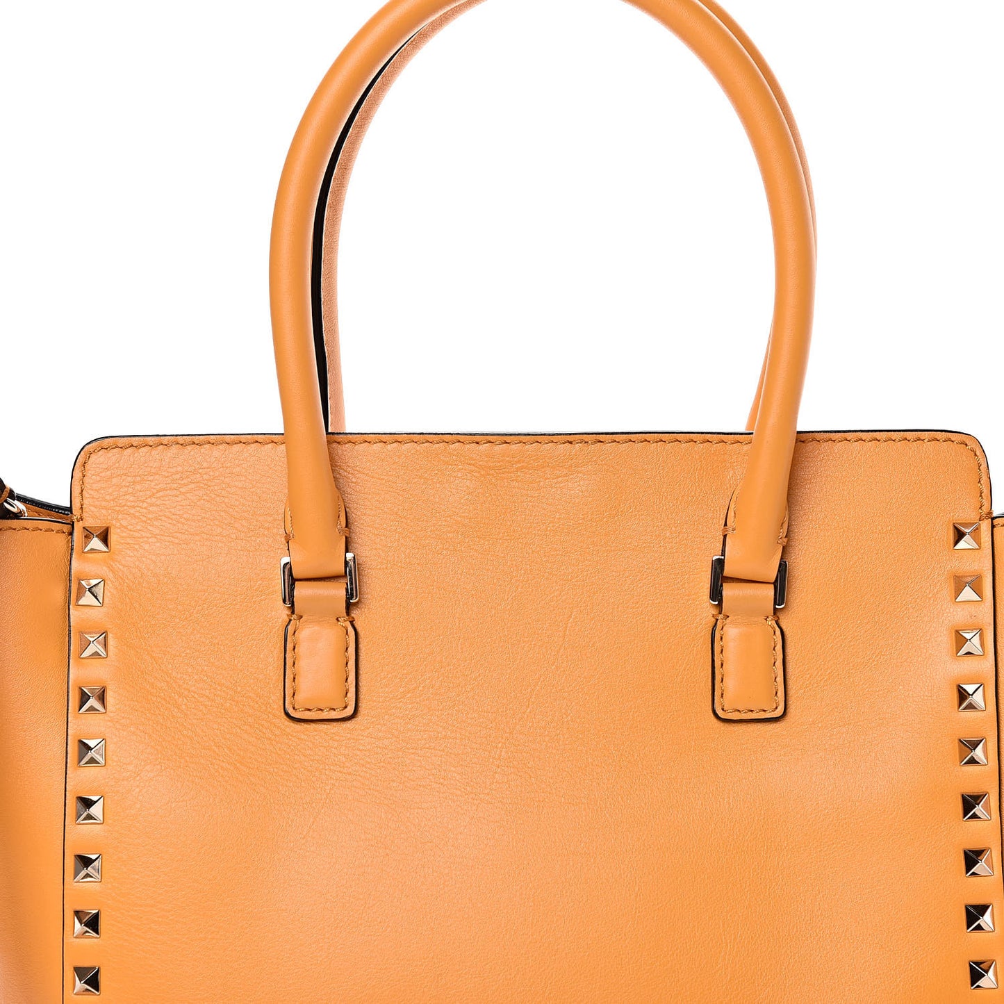 Vitello Rockstud Double Handle Tote Mandarin Sorbet