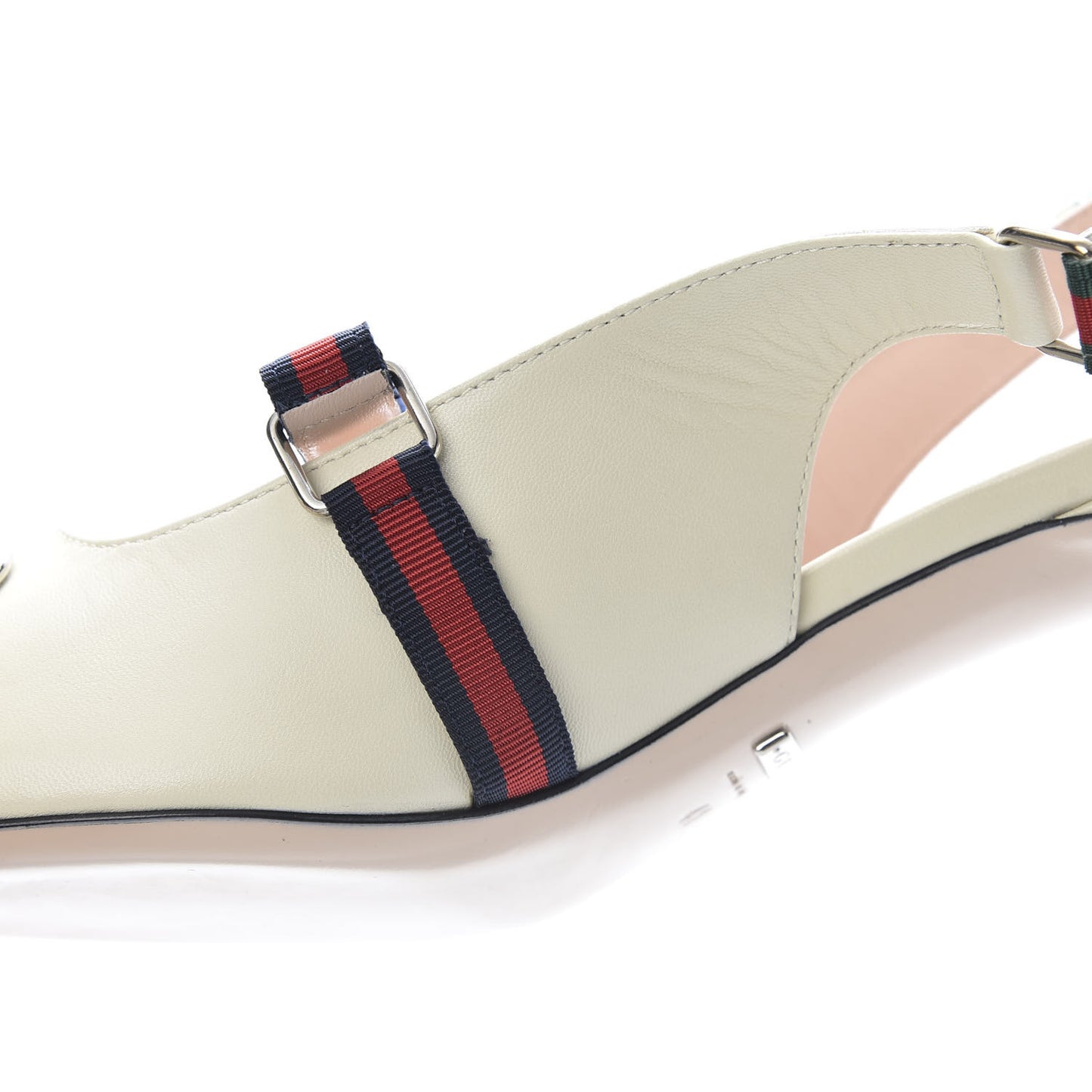 Malaga Kid Web Horsebit Low Heel Slingback Pumps 41 Vintage White