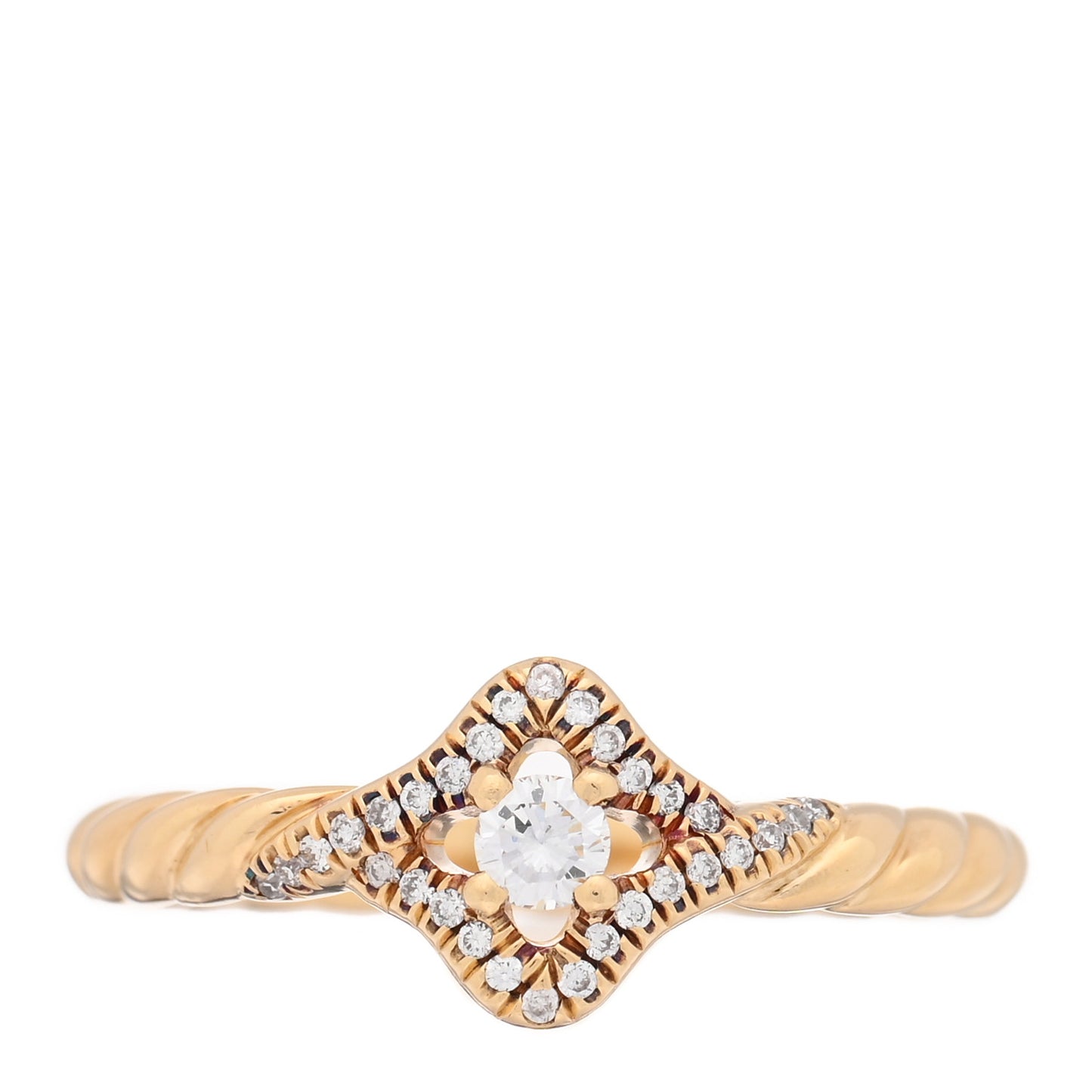 18K Yellow Gold Diamond 9mm Venetian Quatrefoil Ring 56 7.5