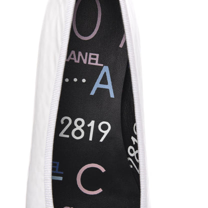 Chanel Shiny Crumpled Lambskin CC Cap Toe Ballerina Flats 36.5 White 7 of 9