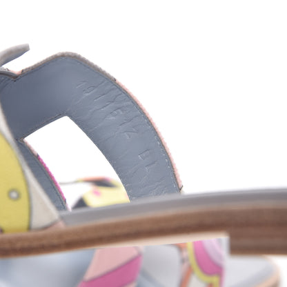 Hermes Canvas Faubourg Rainbow Oran Sandals 36 Multicolore Bleu Beton 6 of 9
