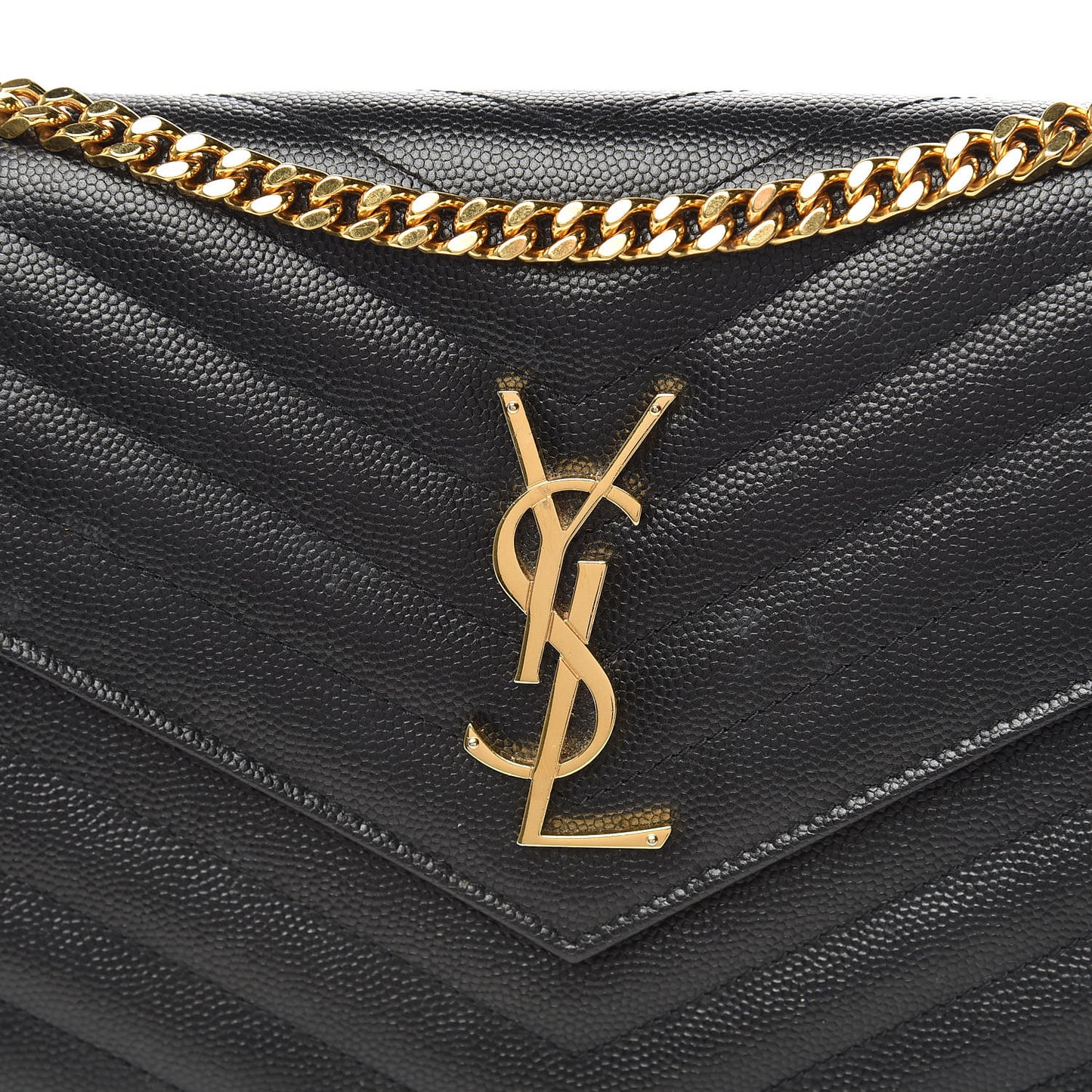 Grain De Poudre Matelasse Chevron Monogram Chain Wallet Black
