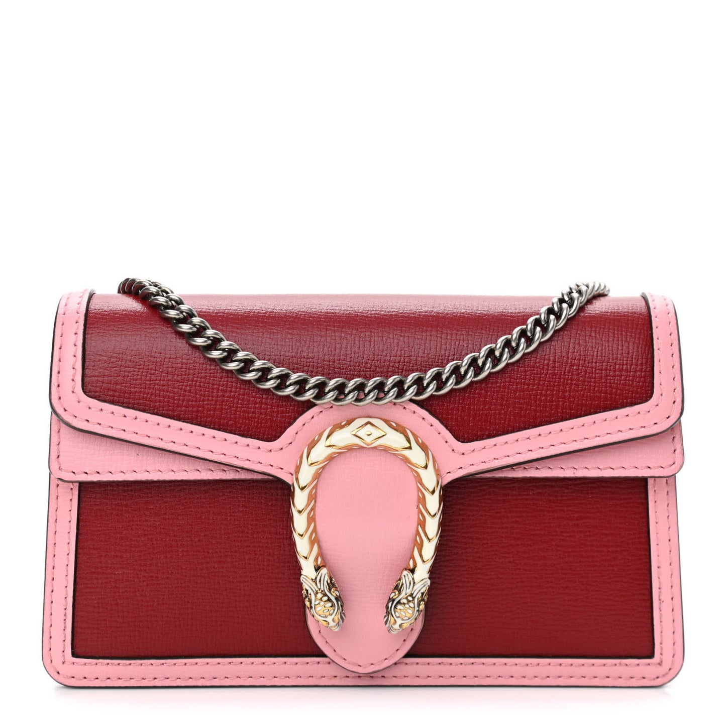 Azalea Calfskin Enamel Super Mini Dionysus Shoulder Bag New Cherry Red Wild Rose Off White