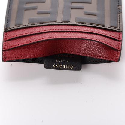 Fendi Vitello Cruise Bi-Color FF 1974 Embossed Card Holder Maya Black Fragola 6 of 9