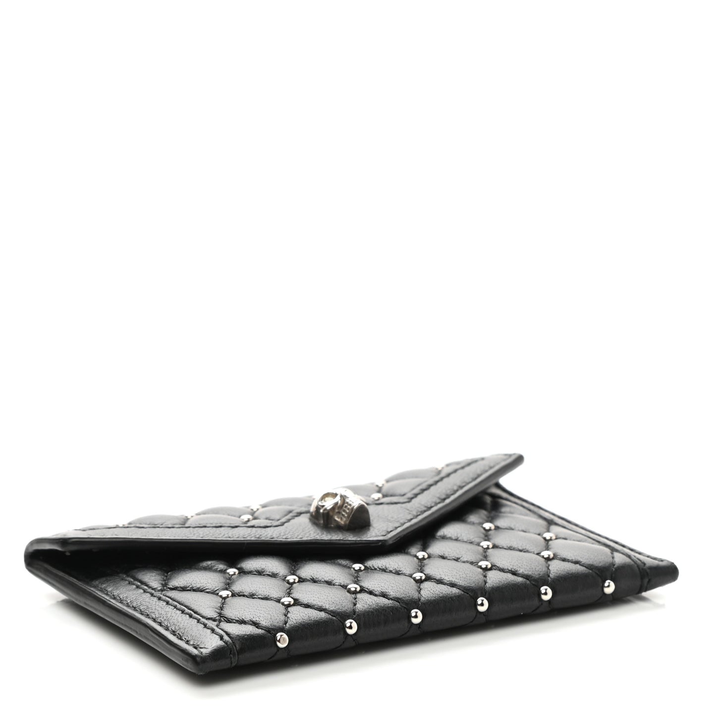 Nappa Studded Skull Envelope Card Holder Black