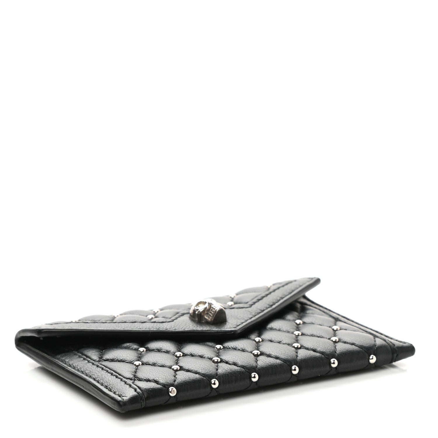 Alexander McQueen Nappa Studded Skull Envelope Card Holder Black 4 of 9