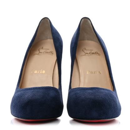 Christian Louboutin Suede New Declic 120 Pumps 38 Marine 2 of 11
