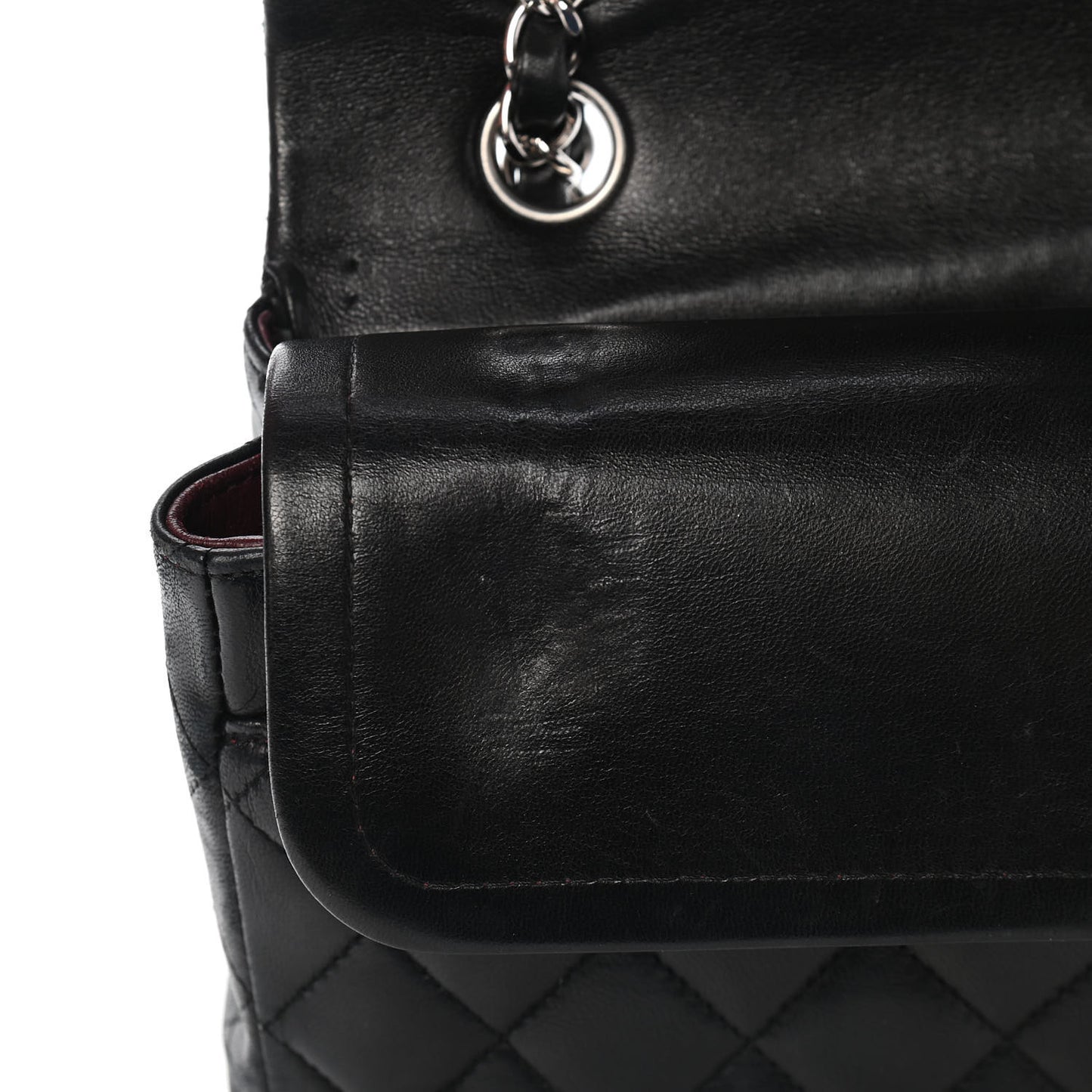 Lambskin Quilted Medium Double Flap Black