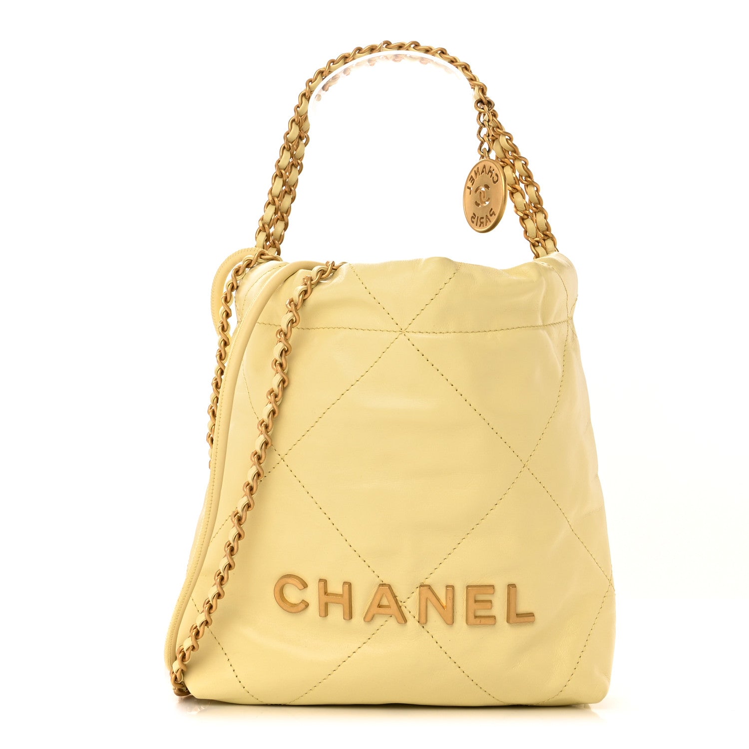 Chanel Shiny Calfskin Quilted Mini Chanel 22 Light Yellow 1 of 10