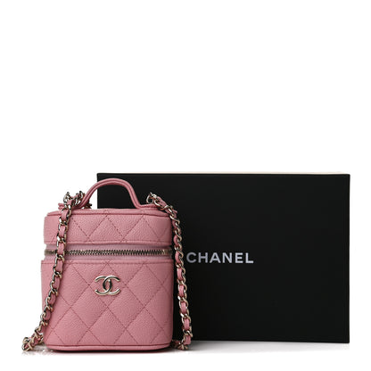 Chanel Caviar Quilted Small Handle With Care Vanity Case With Chain Pink 13 of 13