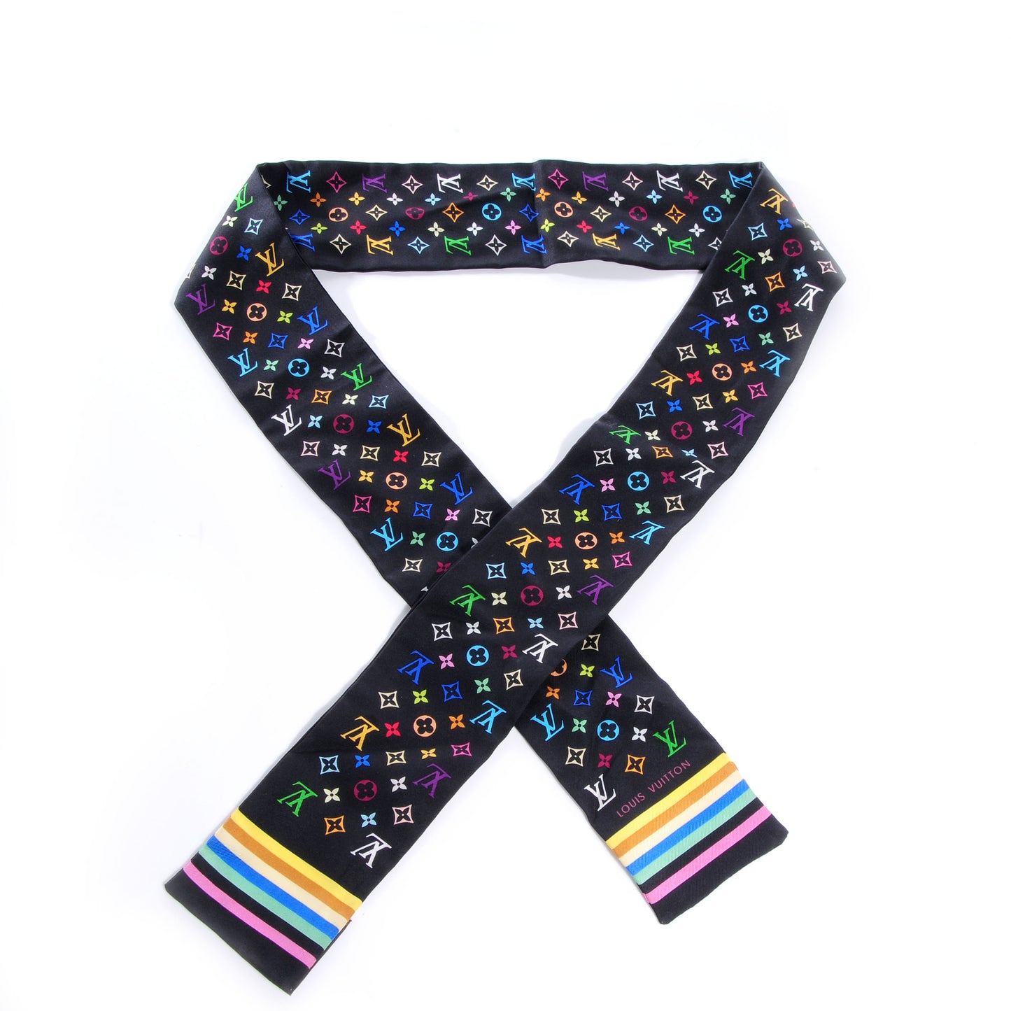 Silk Monogram Multicolor Bandeau Black