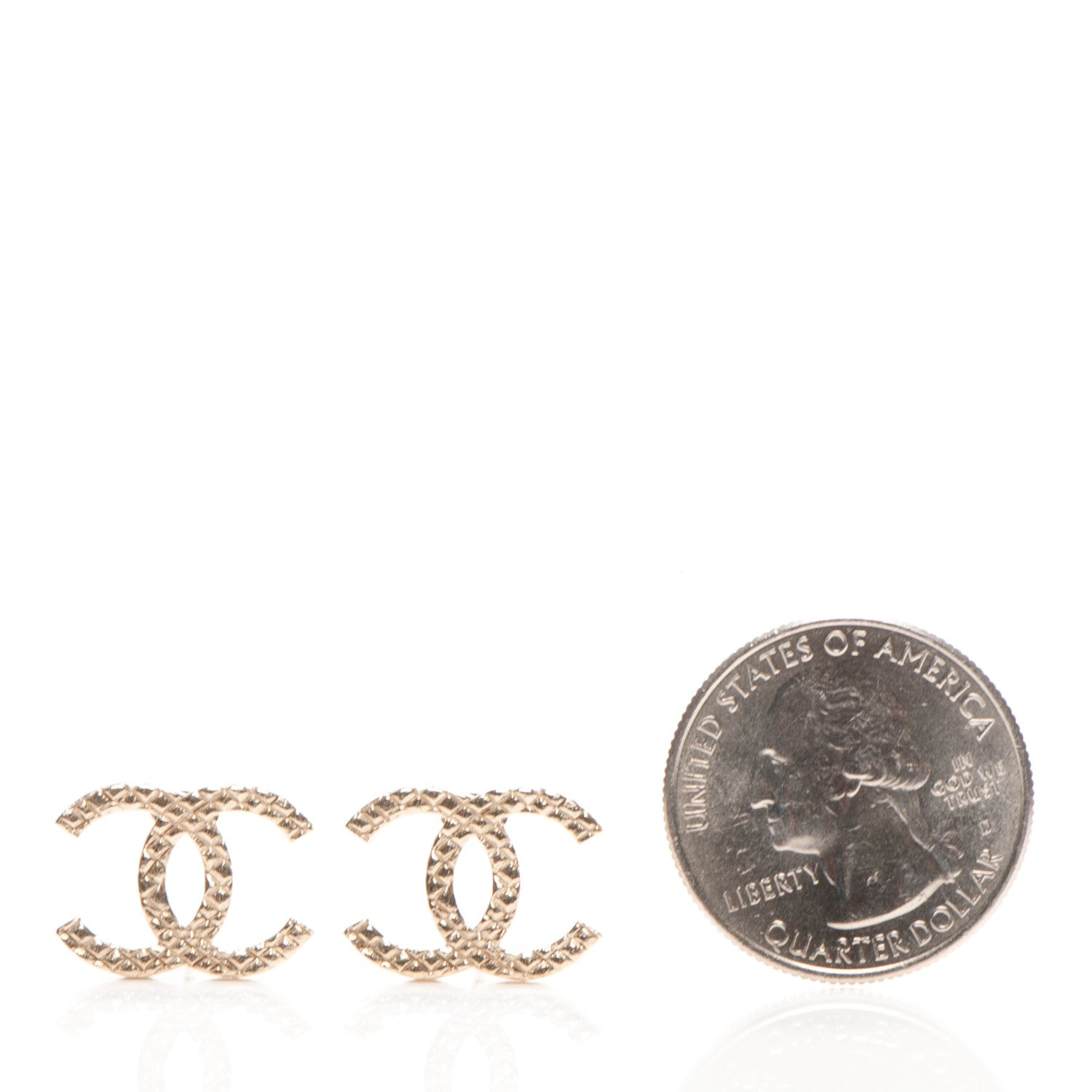 Chanel Quilted CC Earrings Light Gold 2 of 4