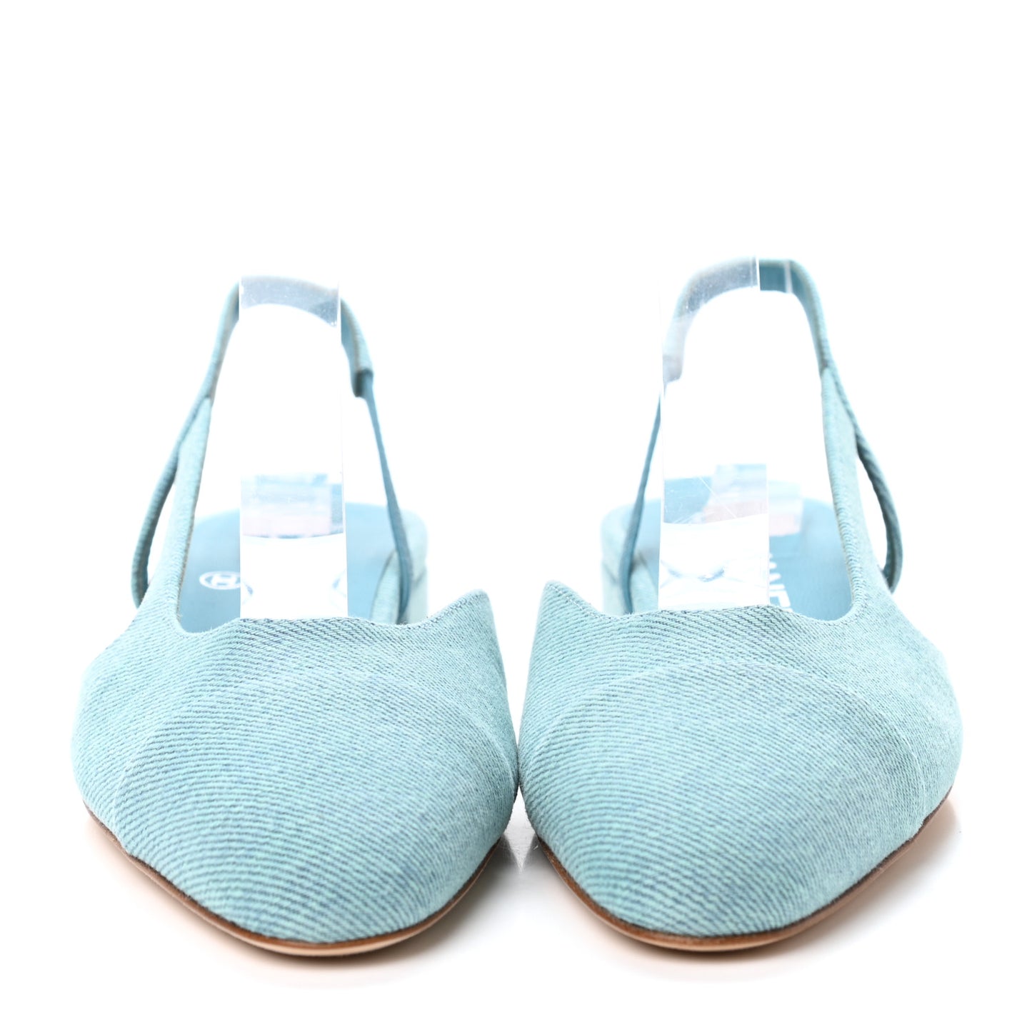 Denim Cap Toe CC Slingback Flats 36 Blue