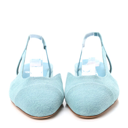 Chanel Denim Cap Toe CC Slingback Flats 36 Blue 2 of 4