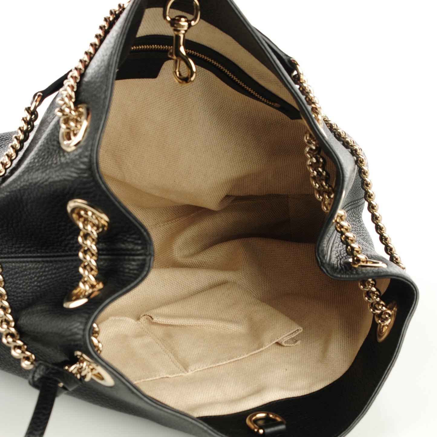 Pebbled Calfskin Medium Soho Chain Shoulder Bag Black