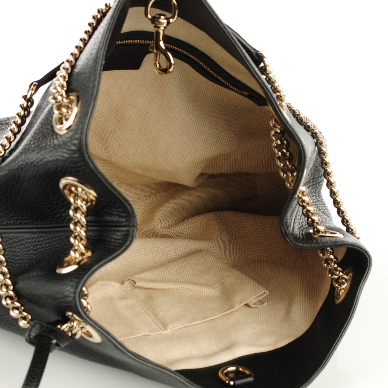 Gucci Pebbled Calfskin Medium Soho Chain Shoulder Bag Black 7 of 7