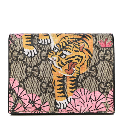 Gucci GG Supreme Monogram Bengal Card Case Beige Pink 1 of 10