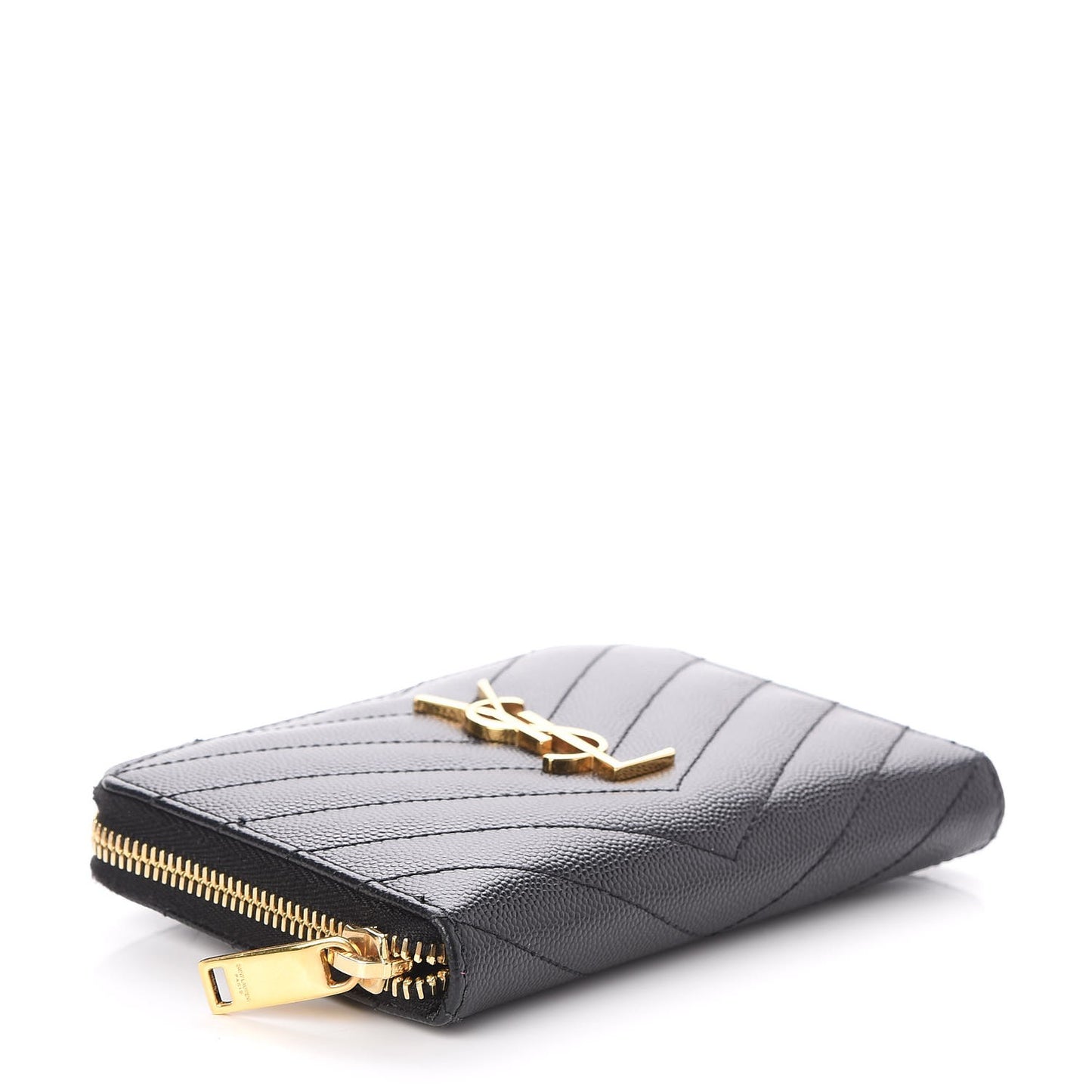 Grain De Poudre Matelasse Chevron Monogram Zip Around Wallet Black