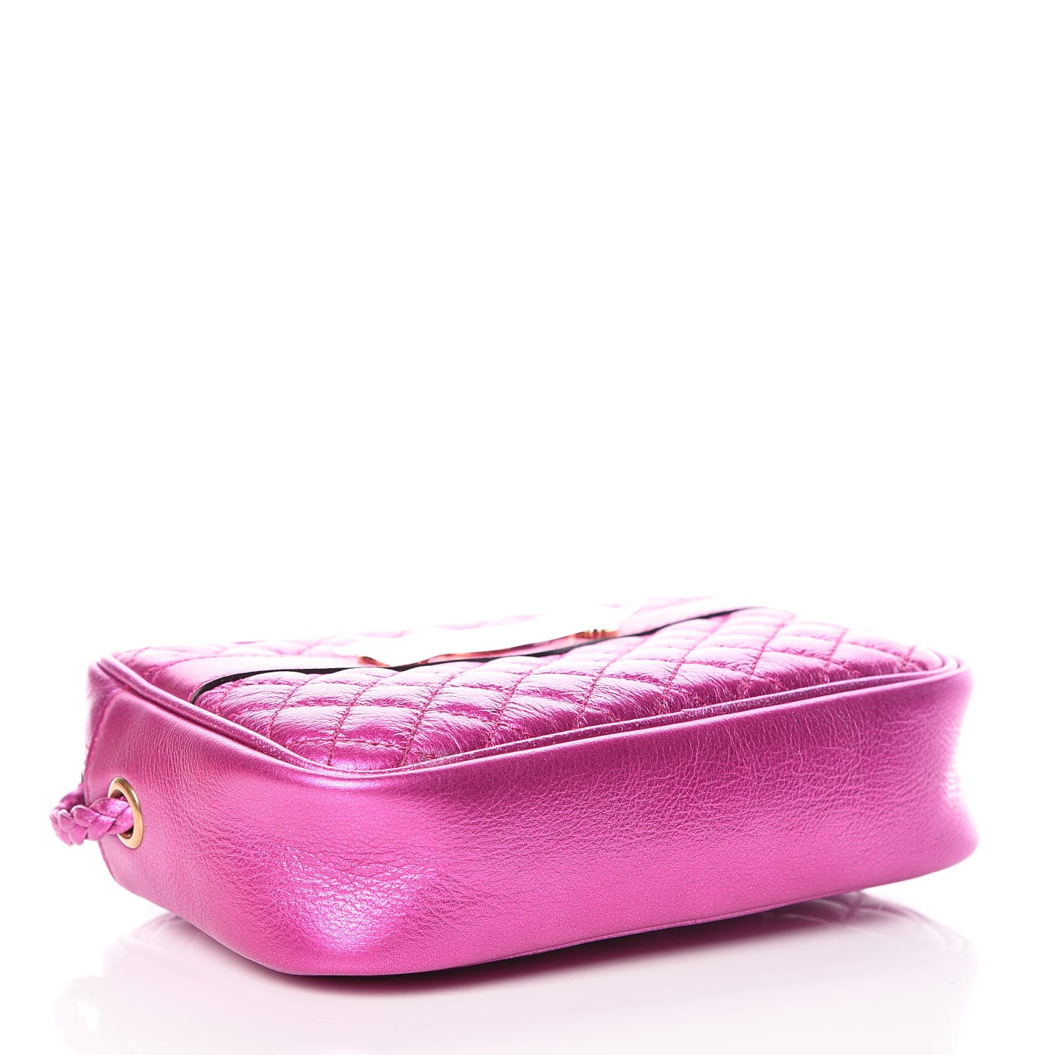 Gucci Laminated Nappa Trapuntata Mini Zumi Shoulder Bag Fuxia 4 of 9
