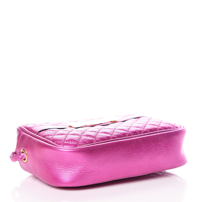 Gucci Laminated Nappa Trapuntata Mini Zumi Shoulder Bag Fuxia 4 of 9