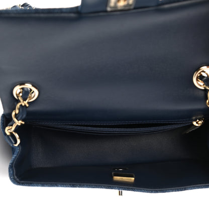 Chanel Printed Denim Quilted Mini Rectangular Flap Dark Blue 5 of 11