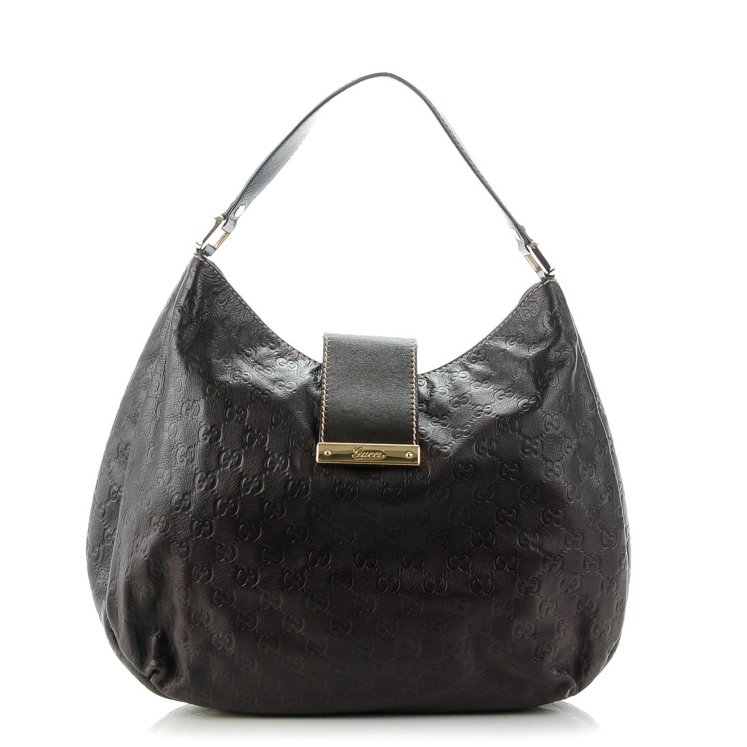 Gucci Guccissima Large New Ladies Web Hobo Dark Brown 1 of 7