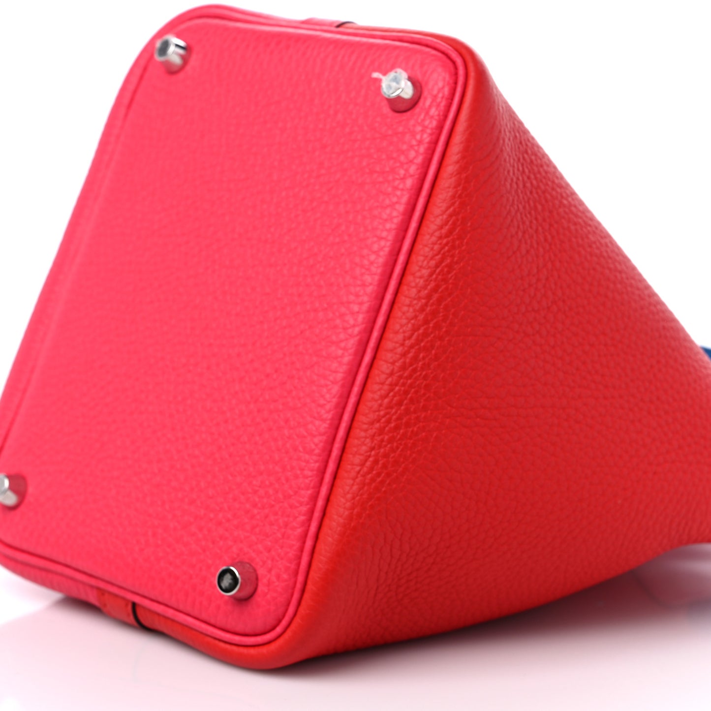 Taurillon Clemence Tri-Color Picotin Lock 18 PM Rouge Coeur Rose Extreme Bleu Zanzibar