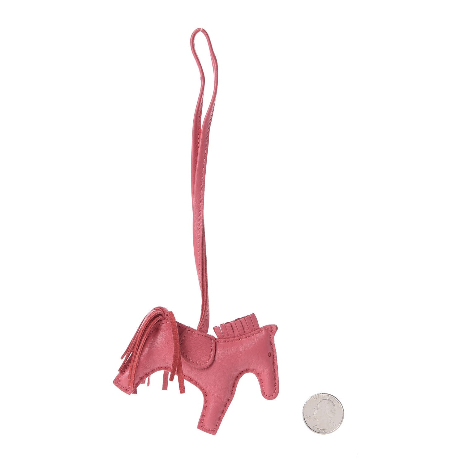 Hermes Milo Lambskin Grigri Rodeo Horse Bag Charm PM Rose Azalee 2 of 4