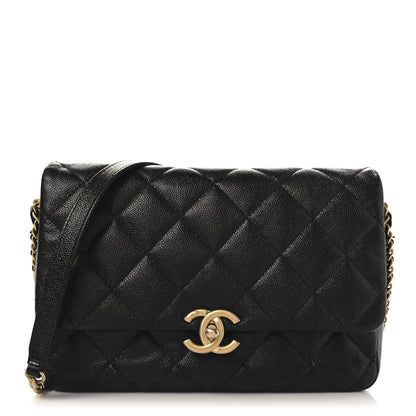 Chanel Shiny Caviar Quilted Large Chain Melody Flap Black 1 of 10