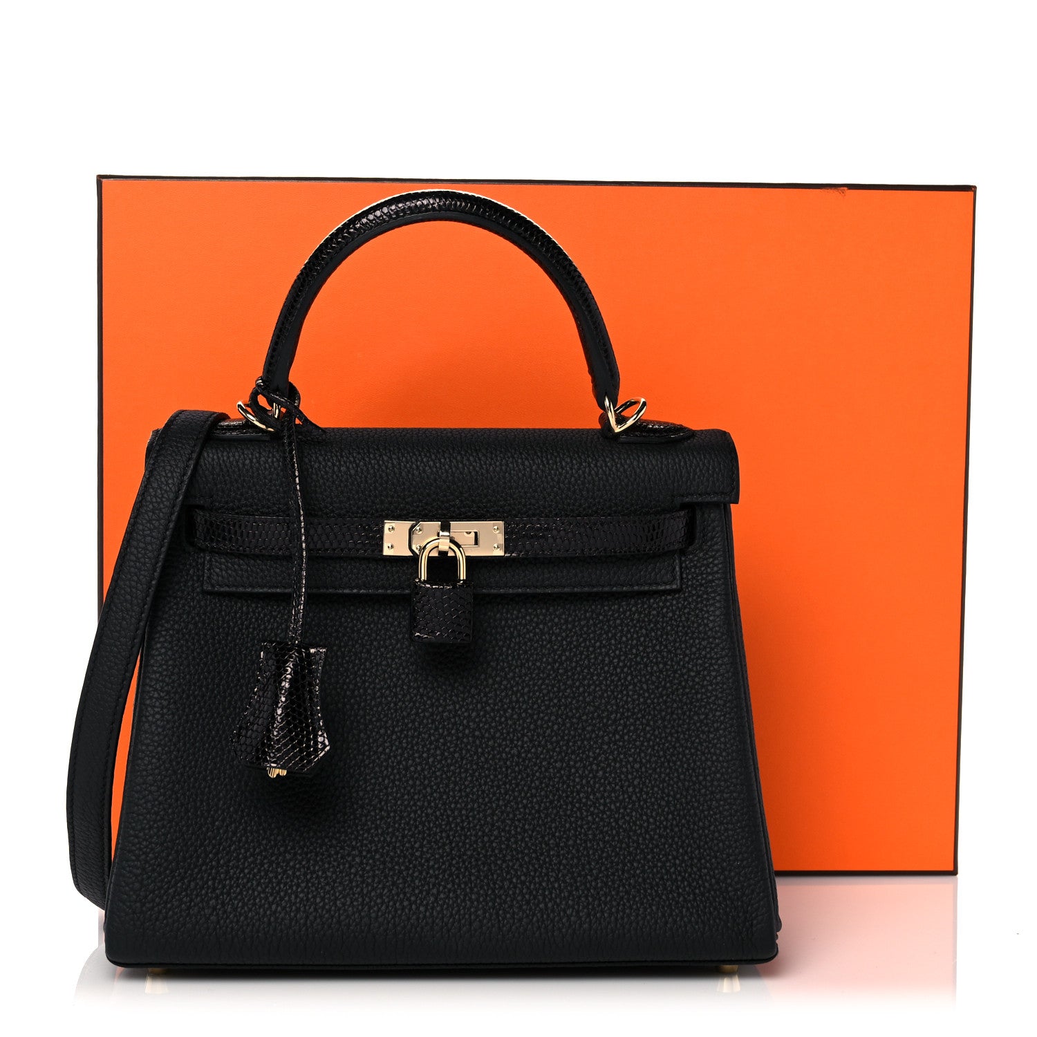 Hermes Togo Lizard Kelly Retourne Touch 25 Black 38 of 38