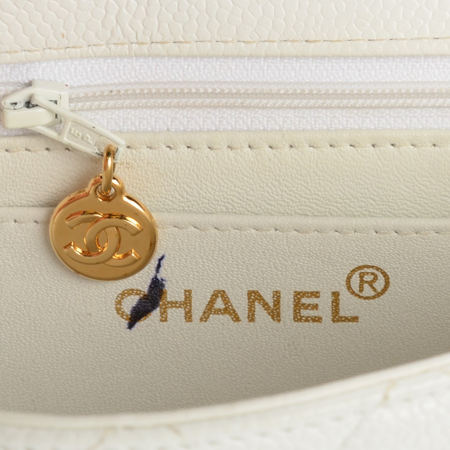Caviar Quilted Mini Square Flap White