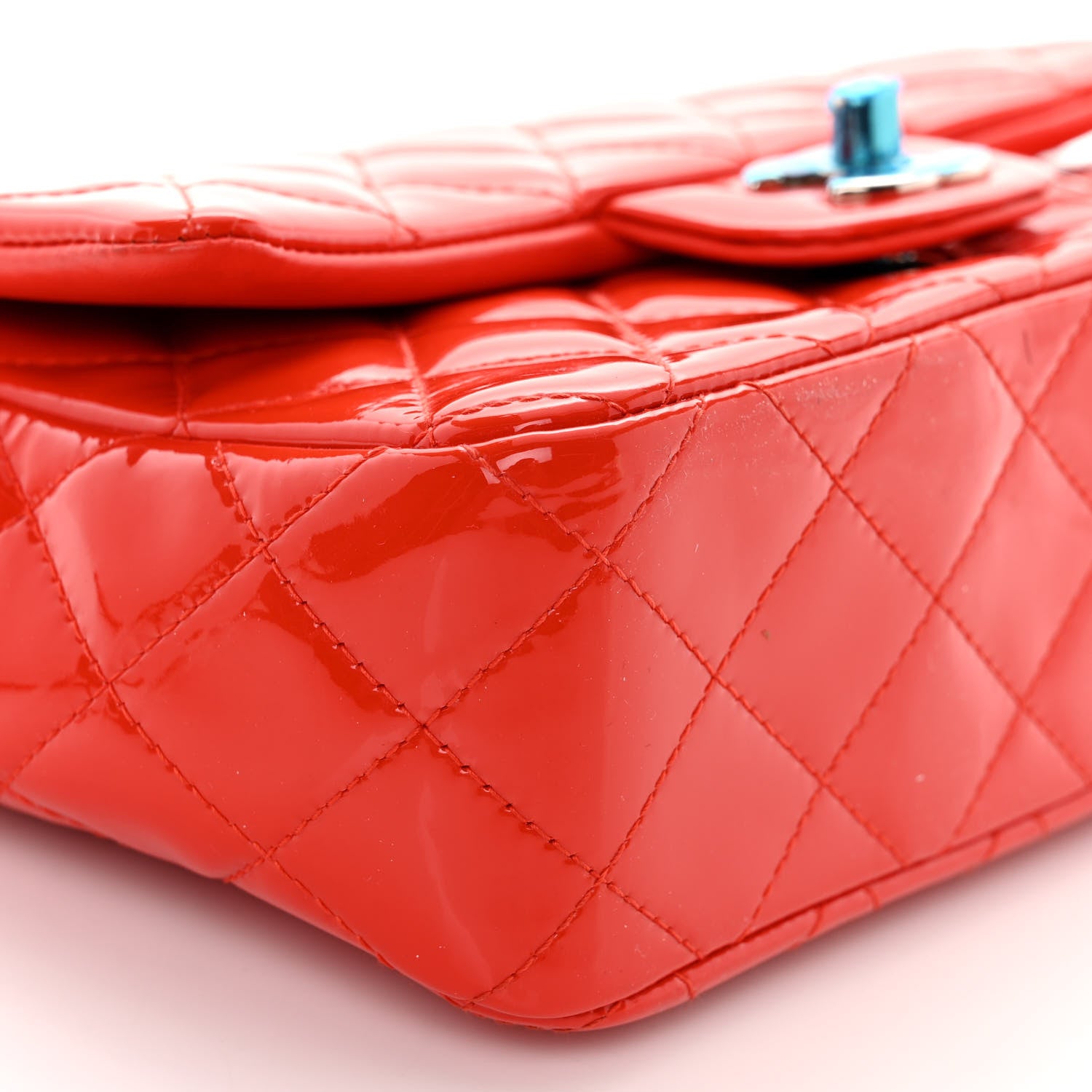 Chanel Patent Calfskin Quilted Mini Rectangular Flap Red 9 of 11