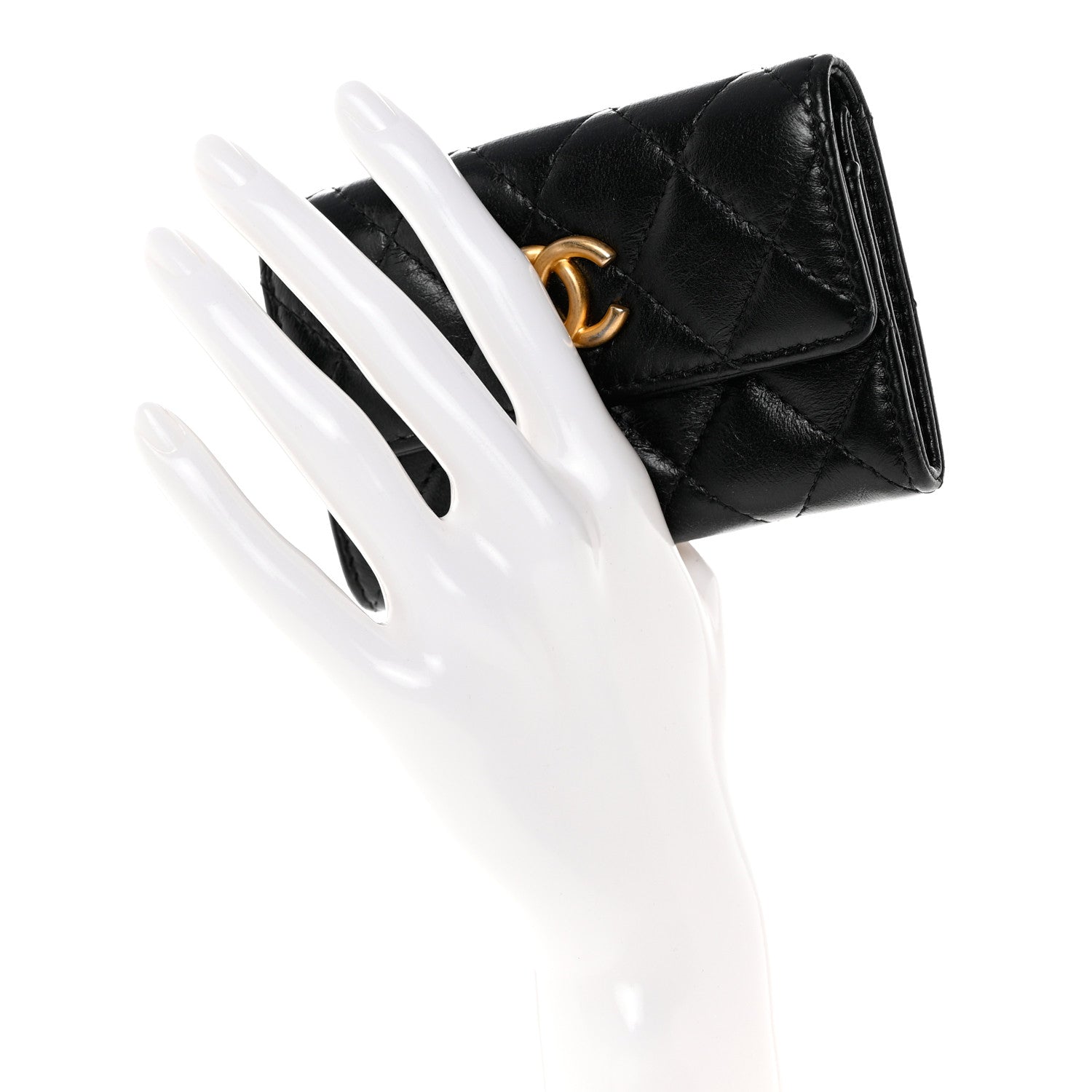 Chanel Lambskin Quilted Flap Card Holder Black 2 of 10