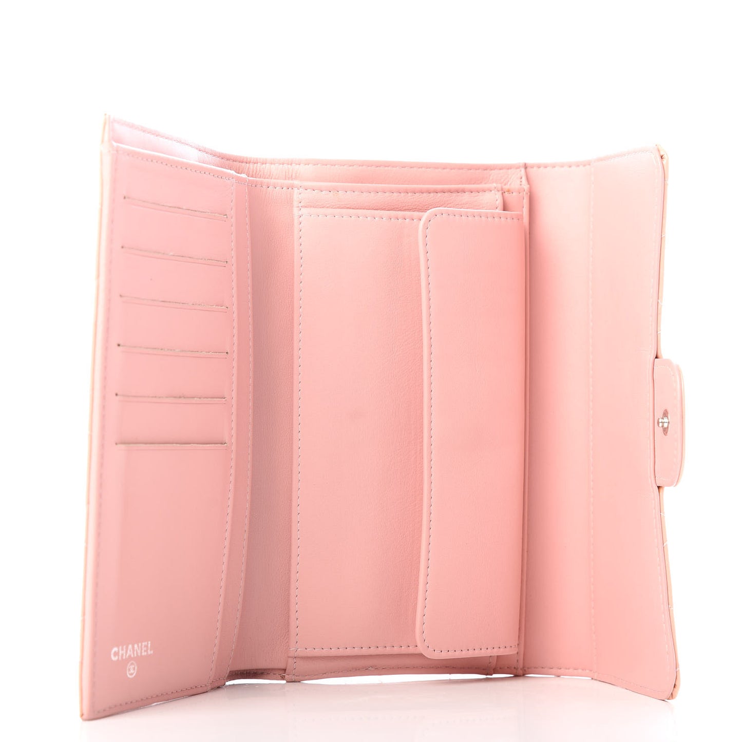 Patent Quilted Large Flap Wallet Pink