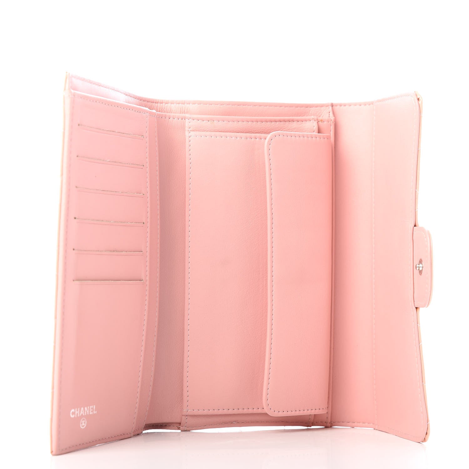 Chanel Patent Quilted Large Flap Wallet Pink 5 of 10