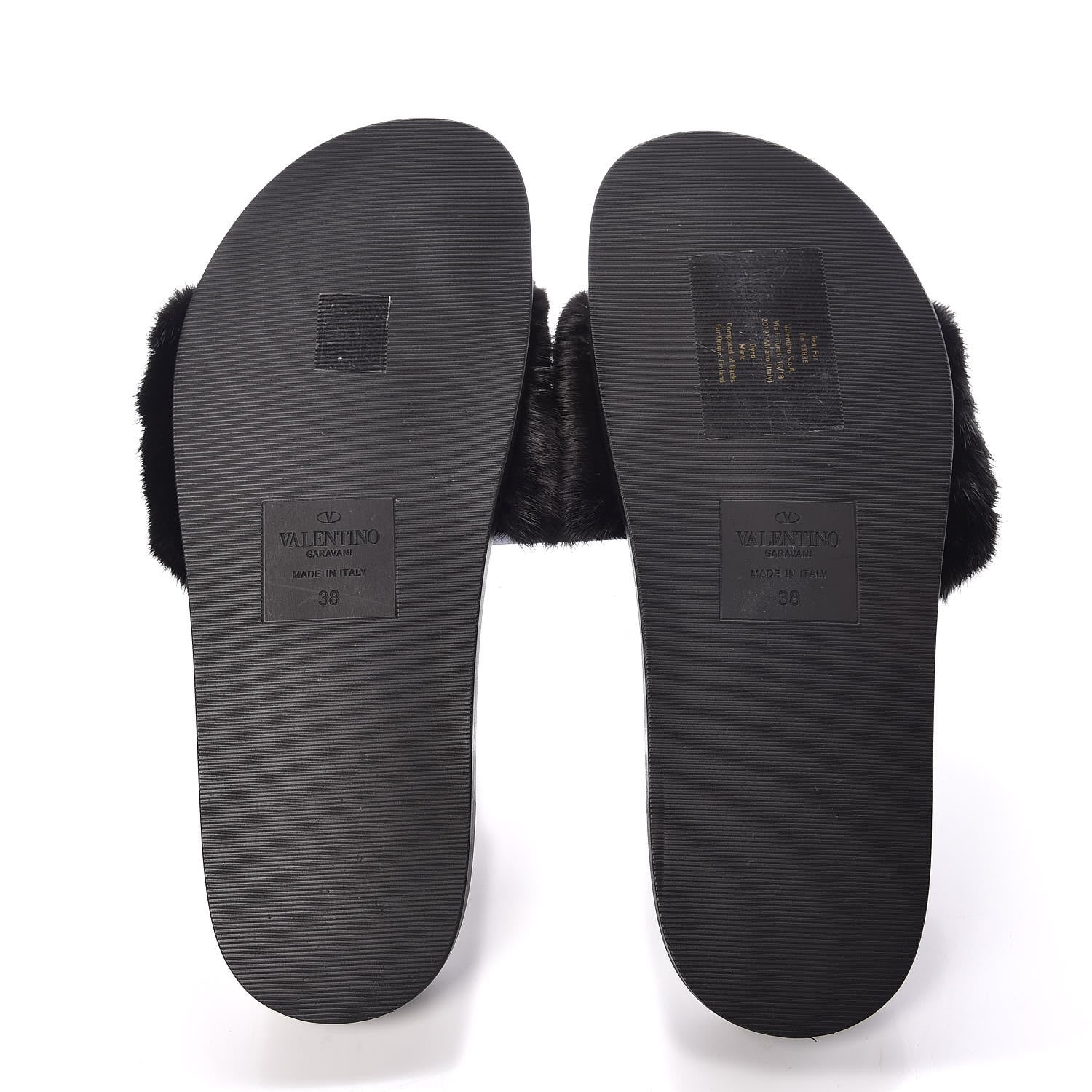 Valentino Garavani Mink Fur Rockstud Slide Sandals 38 Black 5 of 8