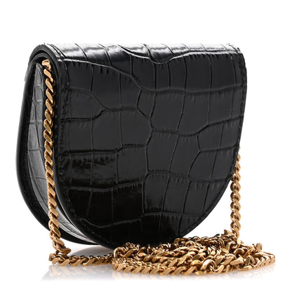 Saint Laurent Patent Crocodile Embossed Monogram Baby Kaia Crossbody Bag Black 3 of 13