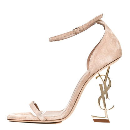 Saint Laurent Suede Calfskin Opyum 110 Sandals 40 Cachemere Pale Gold 1 of 12