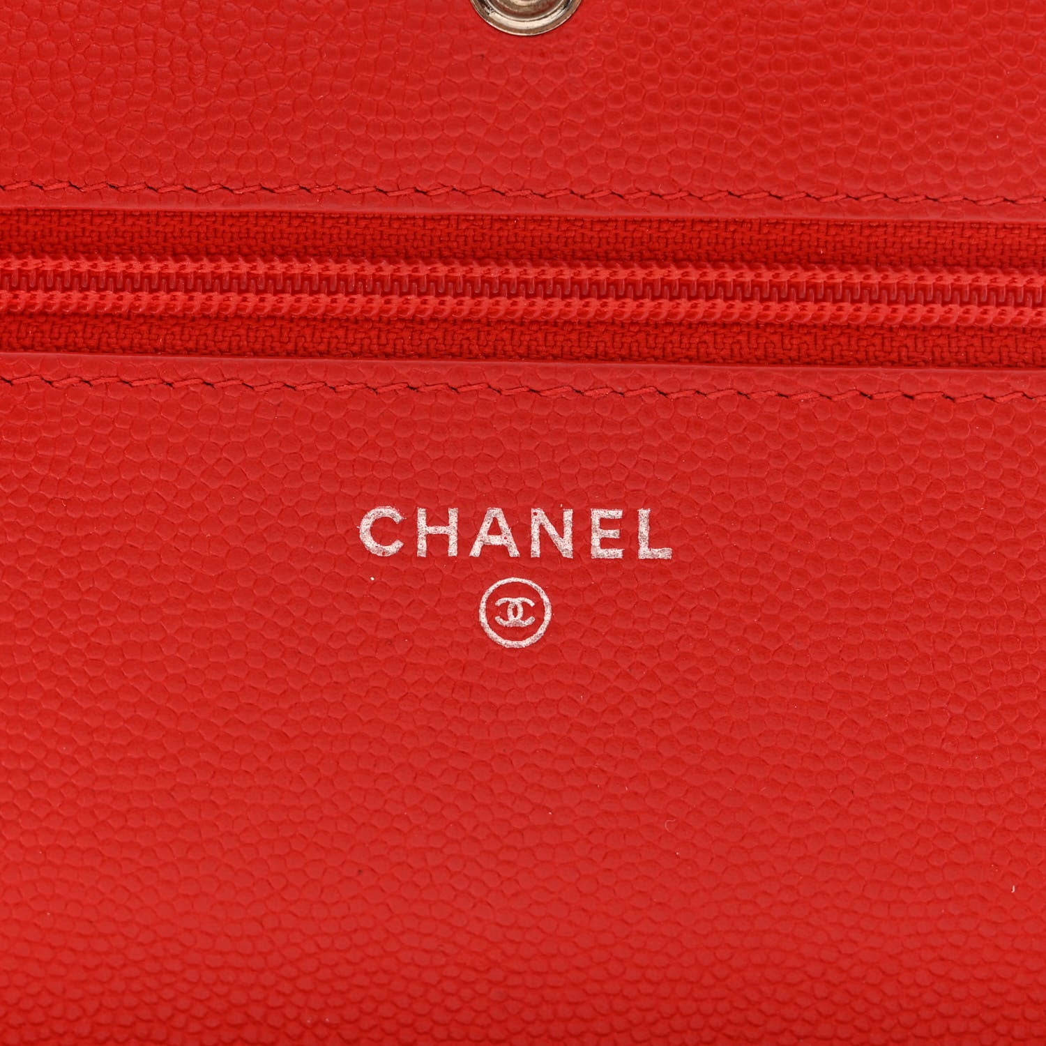 Chanel Caviar Flat Chevron Quilted Wallet On Chain WOC Red 6 of 14