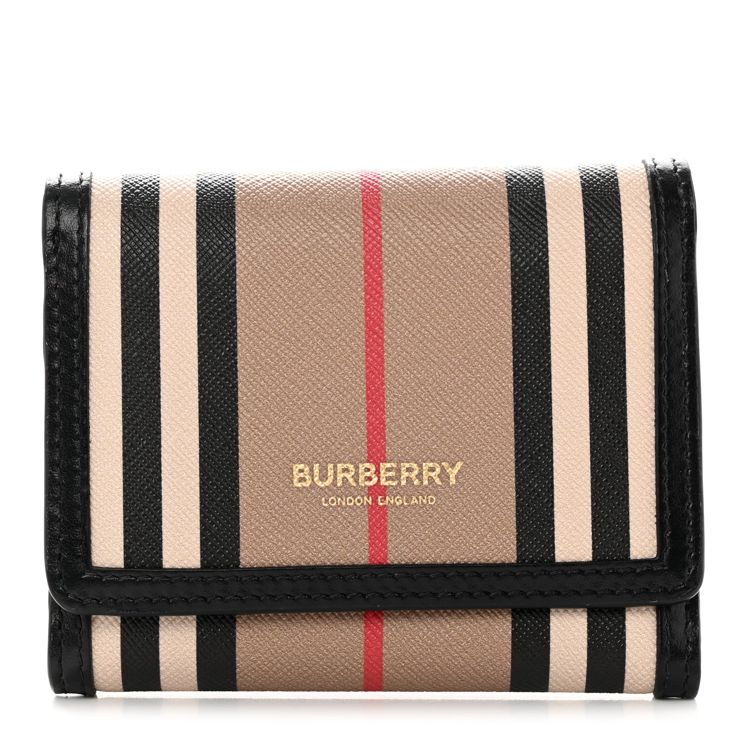 Burberry E-Canvas Icon Stripe Small Folding Wallet Archive Beige 1 of 14