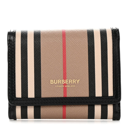 Burberry E-Canvas Icon Stripe Small Folding Wallet Archive Beige 1 of 14