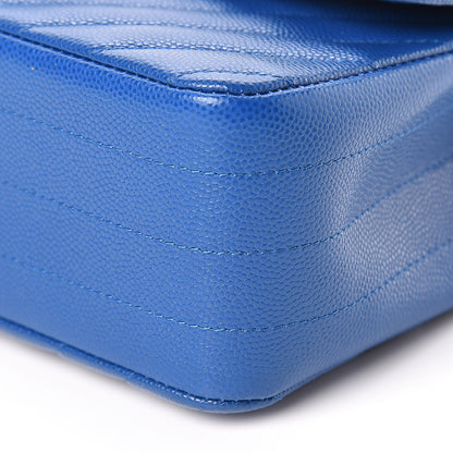 Chanel Caviar Chevron Quilted Mini Rectangular Flap Blue 10 of 11