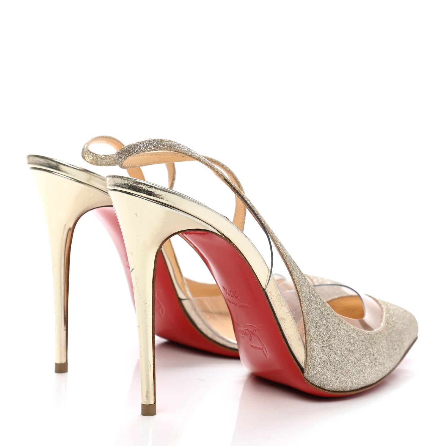Christian Louboutin Mini Glitter PVC Specchio Optisexy 100 Pumps 37.5 Ivory Light Gold 4 of 7