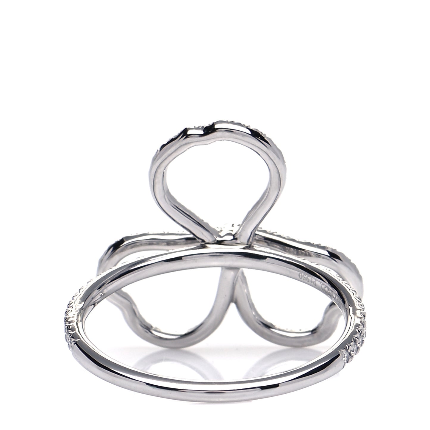 Platinum Diamond Open Paper Flowers Ring 52 6