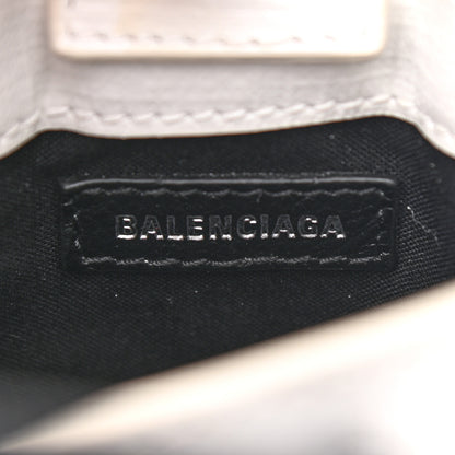Balenciaga Squared Calfskin Logo Shopping Phone Holder Bag White Light Green 6 of 9