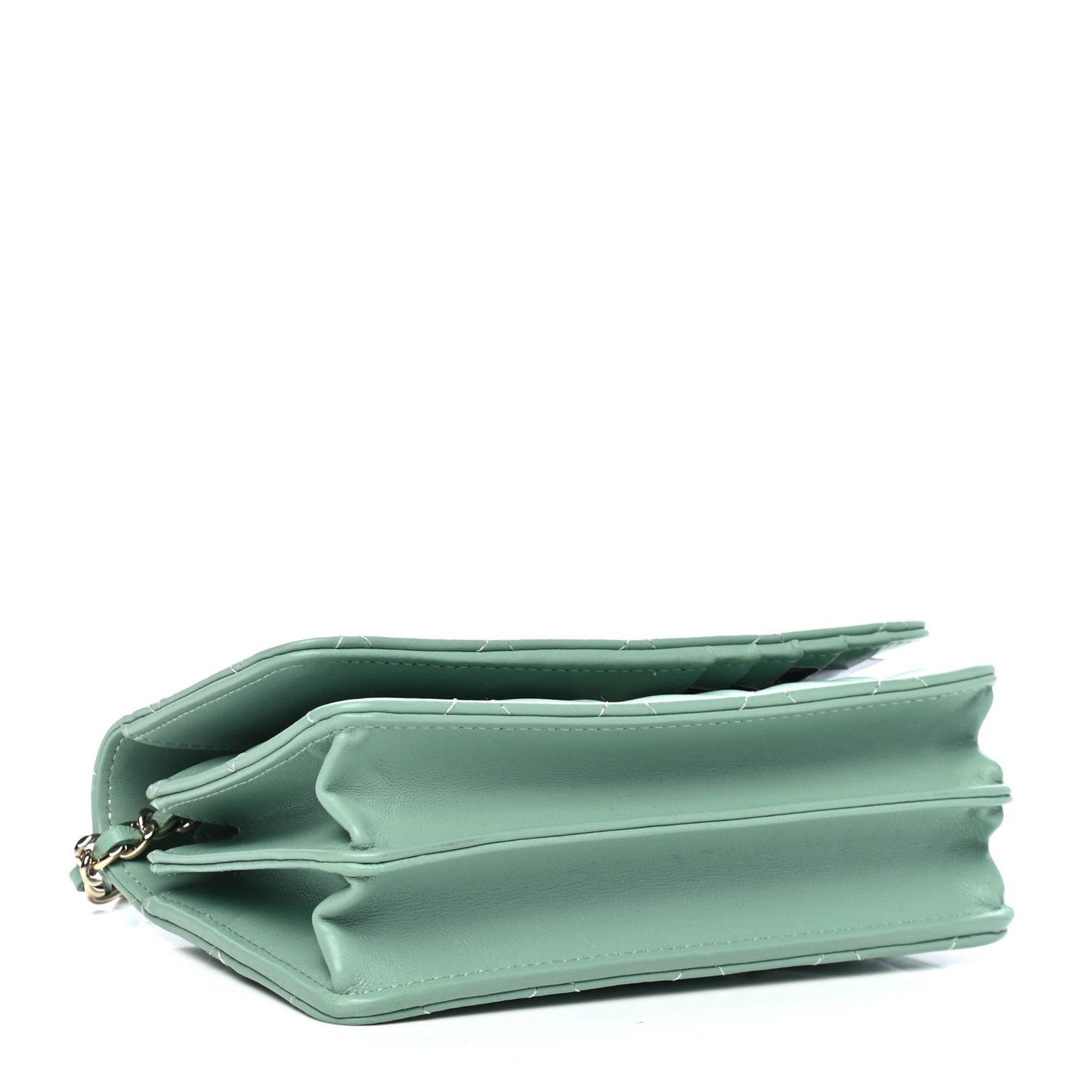 Lambskin Quilted Mini Wallet On Chain WOC Light Green